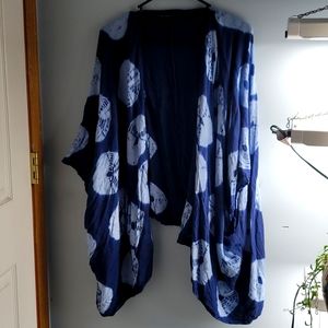 Lane Bryant Blue Tie-dye Cardigan Knit One Size